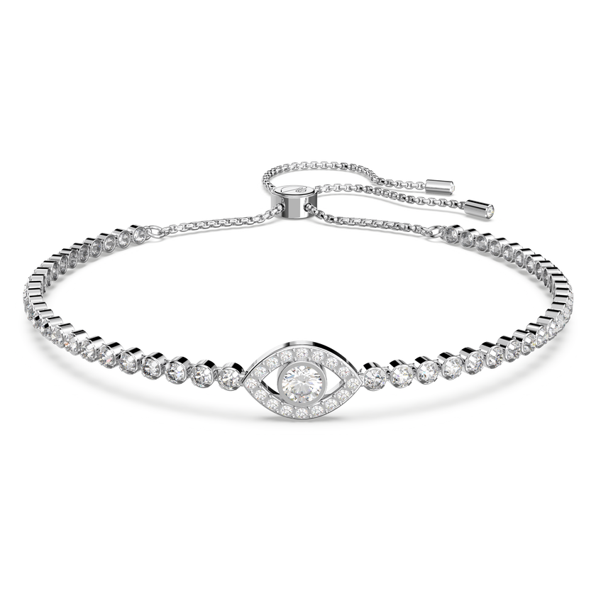 swarovski سوار subtle، على شكل عين الحسود، لون أبيض، طلاء روديوم