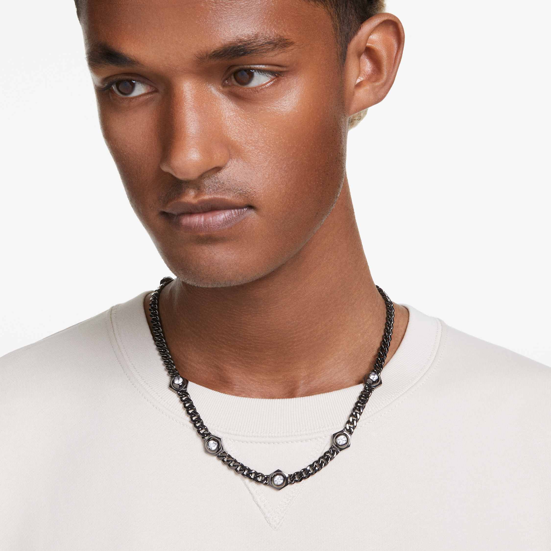 swarovski عقد numina، قطع مُستدير، لون أبيض، طلاء روثينيوم