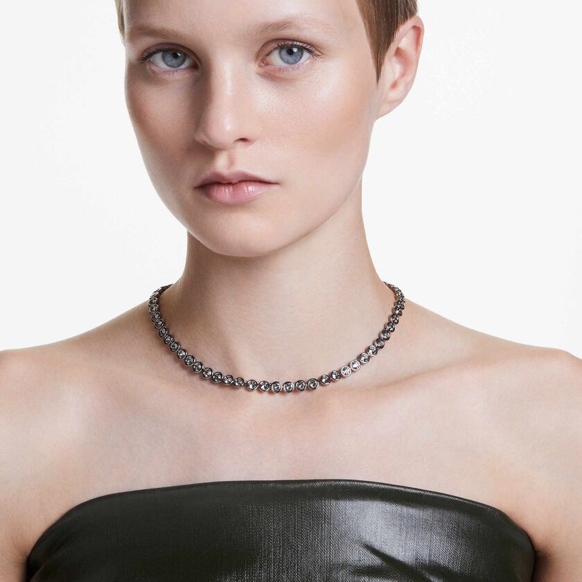 swarovski عقد imber، قطع مُستدير، لون رمادي، طلاء روثينيوم