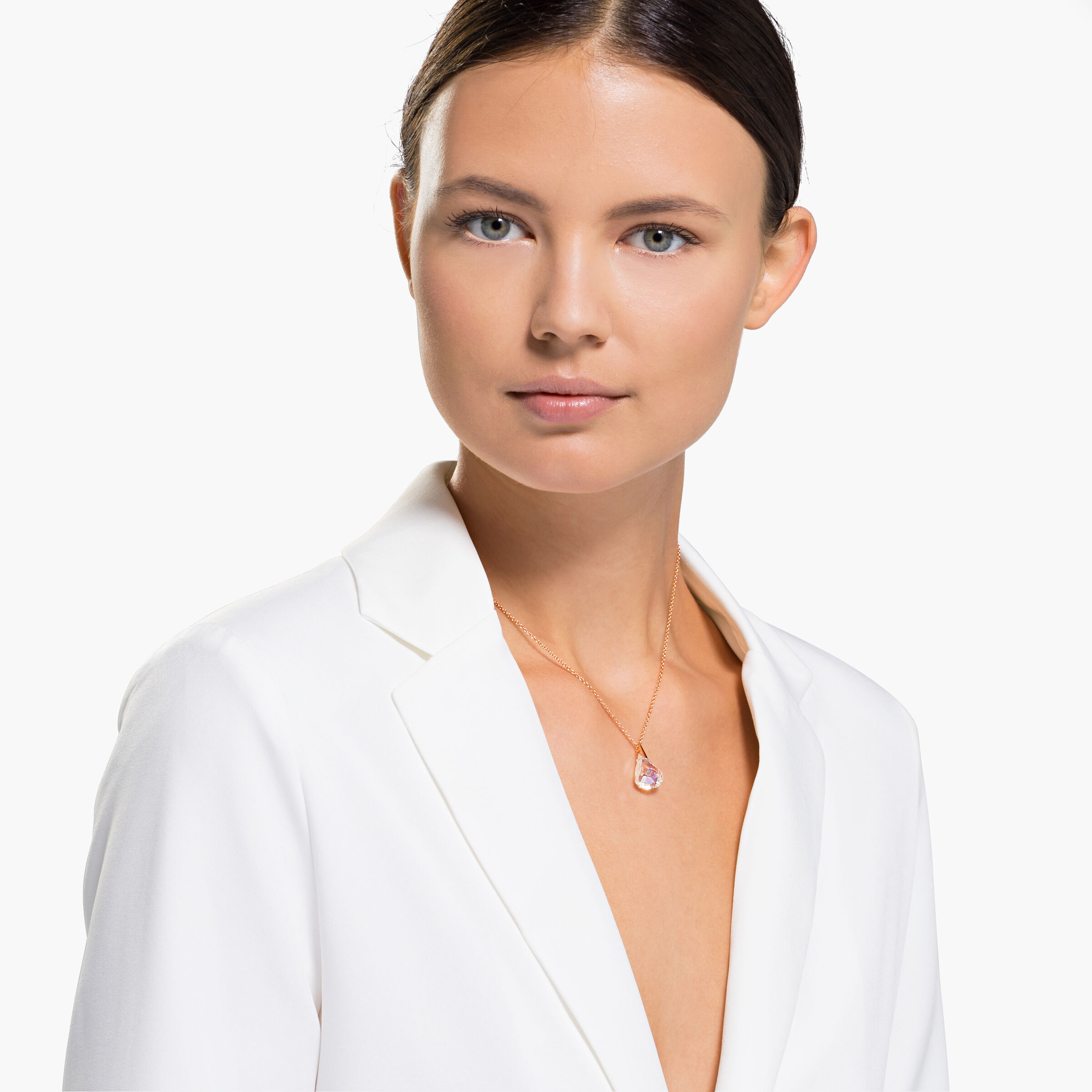 swarovski قلادة spirit، لون أبيض، طلاء باللون الذهبي الوردي