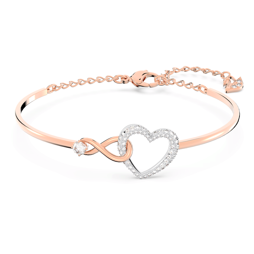swarovski سوار hyperbola، على شكل لانهاية وقلب، لون أبيض، لمسة نهائية من معادن مختلطة