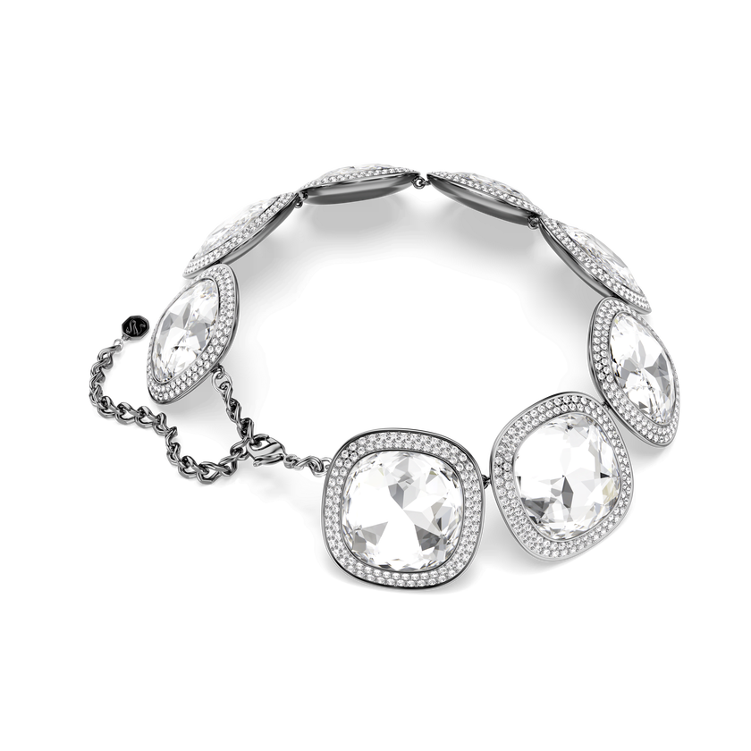 swarovski عقد شوكر una angelic، قطع كوشن، لون أبيض، طلاء روتينيوم