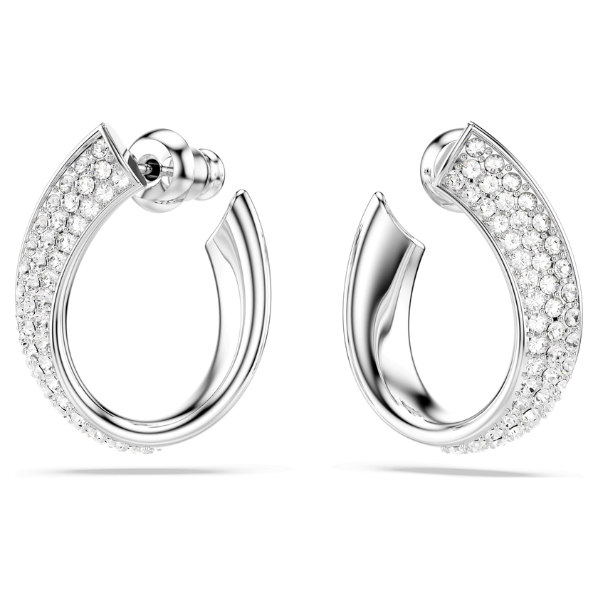 swarovski أقراط حلقية exist، صغيرة، لون أبيض، طلاء روديوم