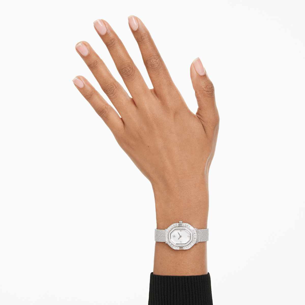 swarovski ساعة يد matrix octagon، سوار معدني، لون فضي، ستانلس ستيل