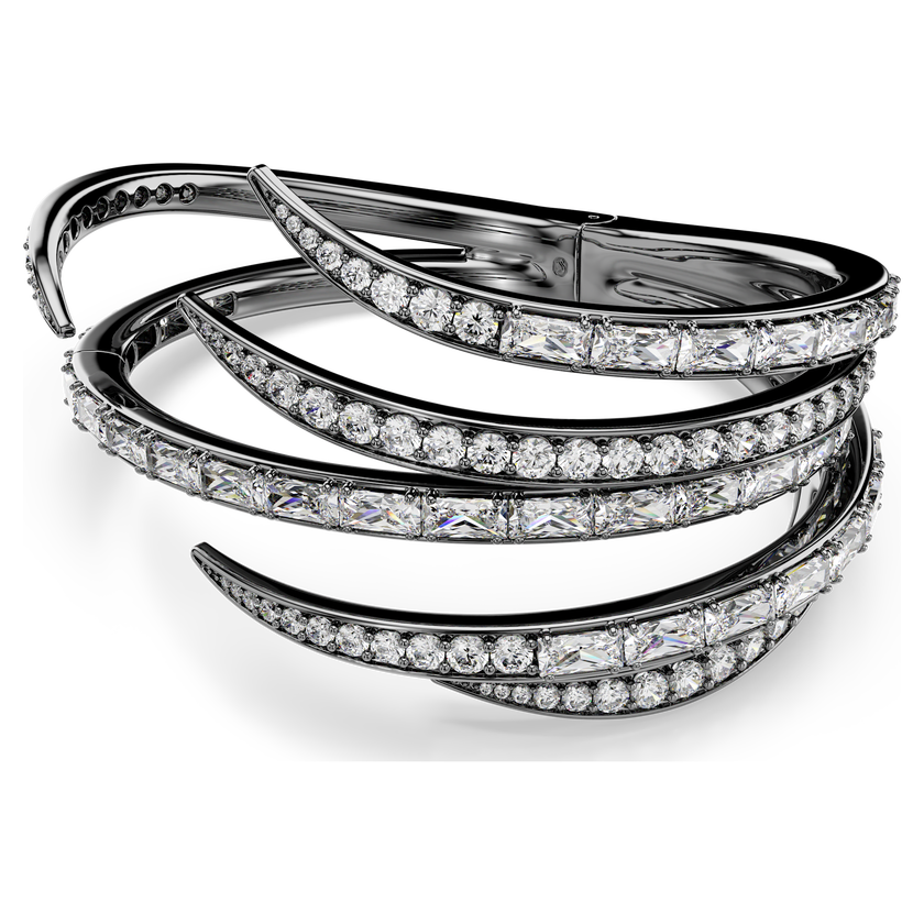 swarovski أسورة the vienna collection، شكل ريشة، لون أبيض، طلاء روثينيوم