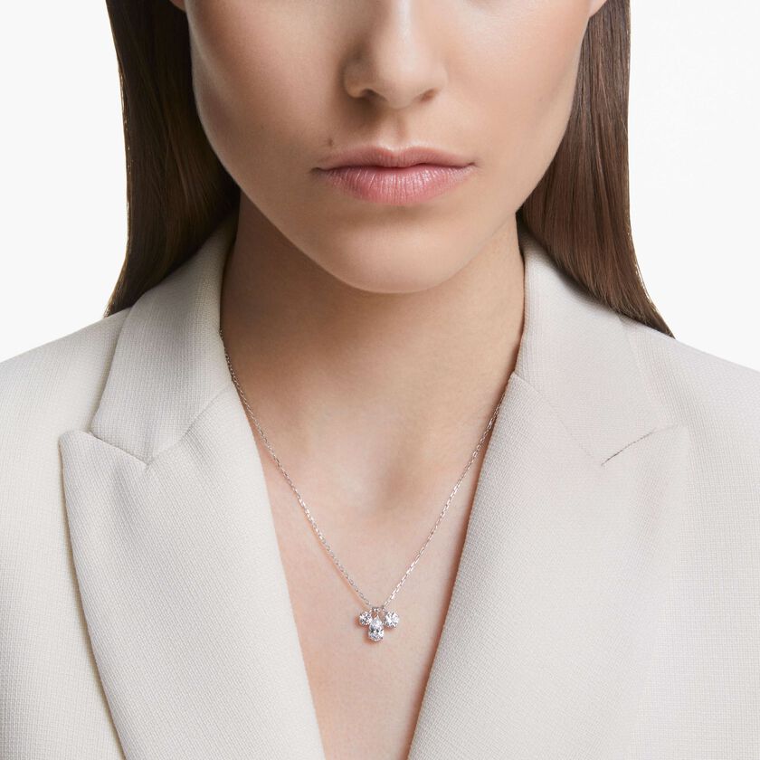 swarovski قلادة mesmera، قطع مختلط، على شكل عنقودي، لون أبيض، طلاء روديوم