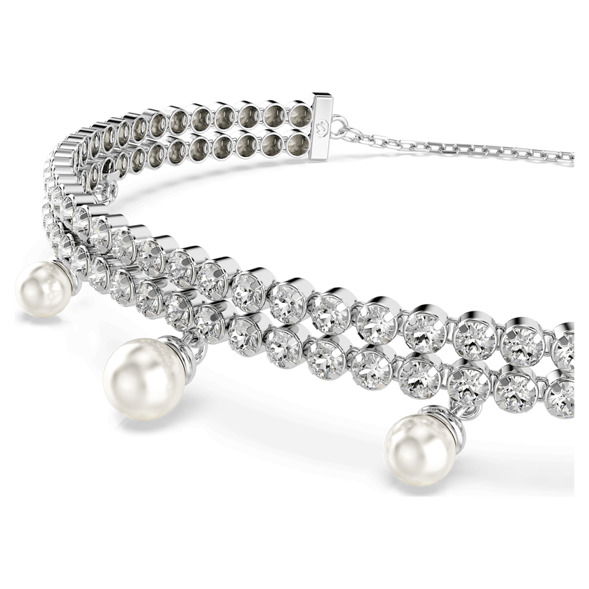 سوار ariana grande x swarovski، لآلئ كريستال، قطع مستدير، لون أبيض، طلاء روديوم