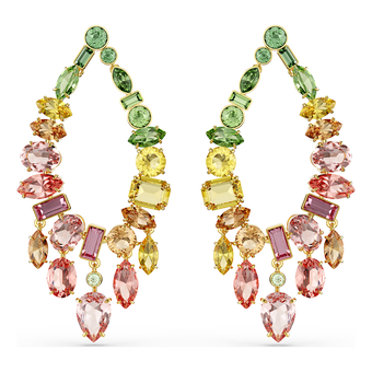 swarovski gema drop earrings  mixed cuts  chandelier  multicolored  gold tone plated