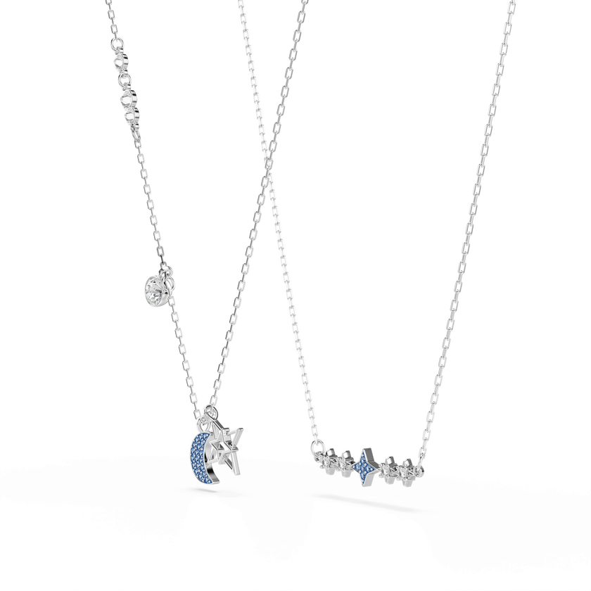 swarovski عقد symbolica، قطع مُستدير، قمر، لون أزرق، طلاء روديوم