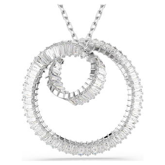 swarovski قلادة matrix، قطع باجيت، لون أبيض، طلاء روديوم