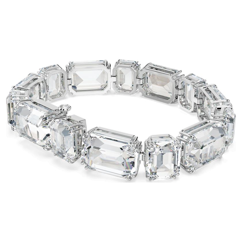 swarovski سوار millenia tennis، قطع مُثَمَّن، لون أبيض، طلاء روديوم