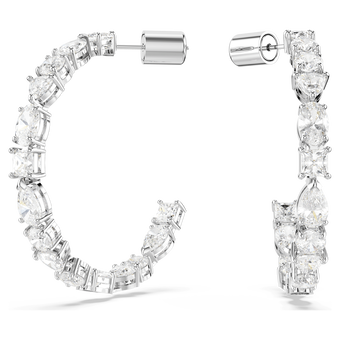 swarovski أقراط حلقية mesmera، قطع متنوع، لون أبيض، طلاء روديوم