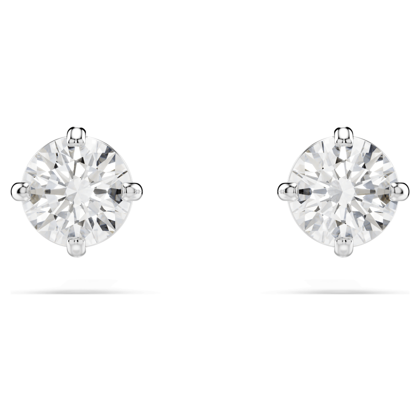 swarovski أقراط دبوسية stilla attract، قطع مستدير، لون أبيض، طلاء روديوم