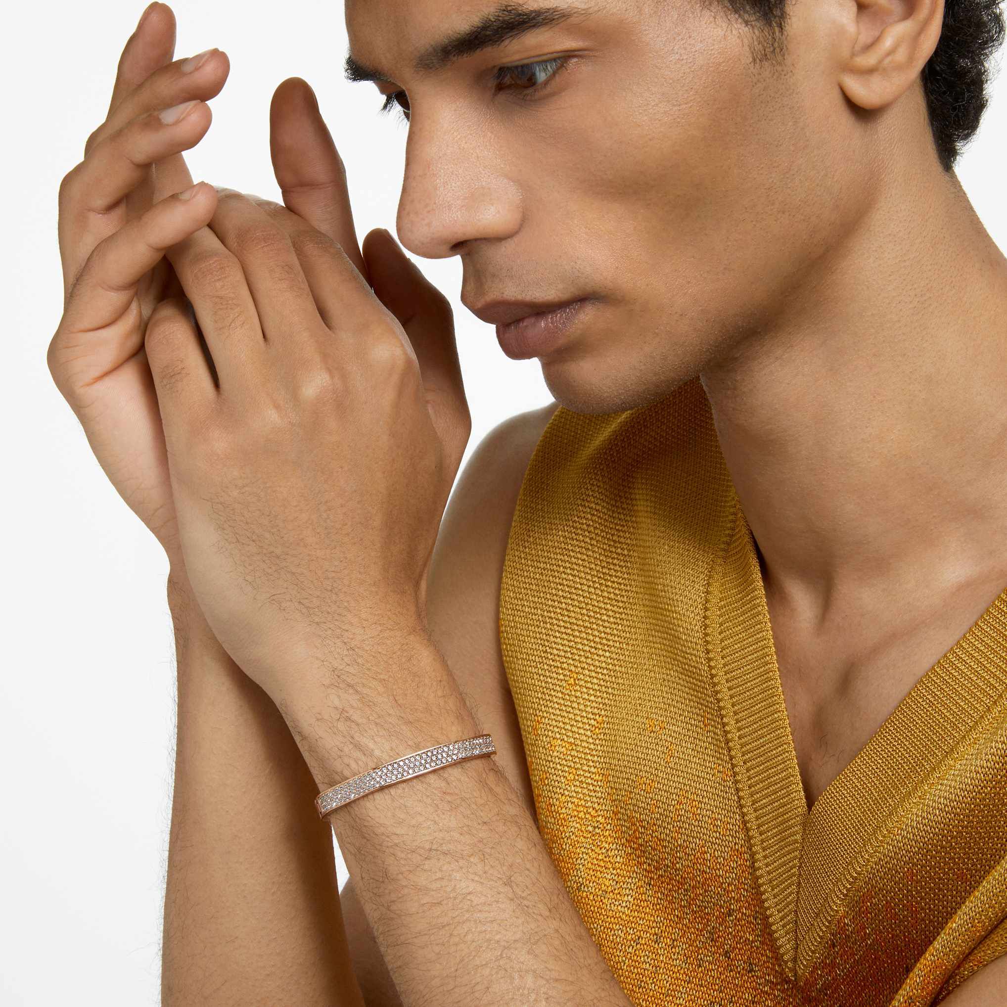 swarovski سوار dextera، شكل ثماني، لون أبيض، طلاء باللون الذهبي الوردي