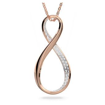swarovski قلادة exist، على شكل علامة لانهاية، لون أبيض، طلاء ذهبي وردي