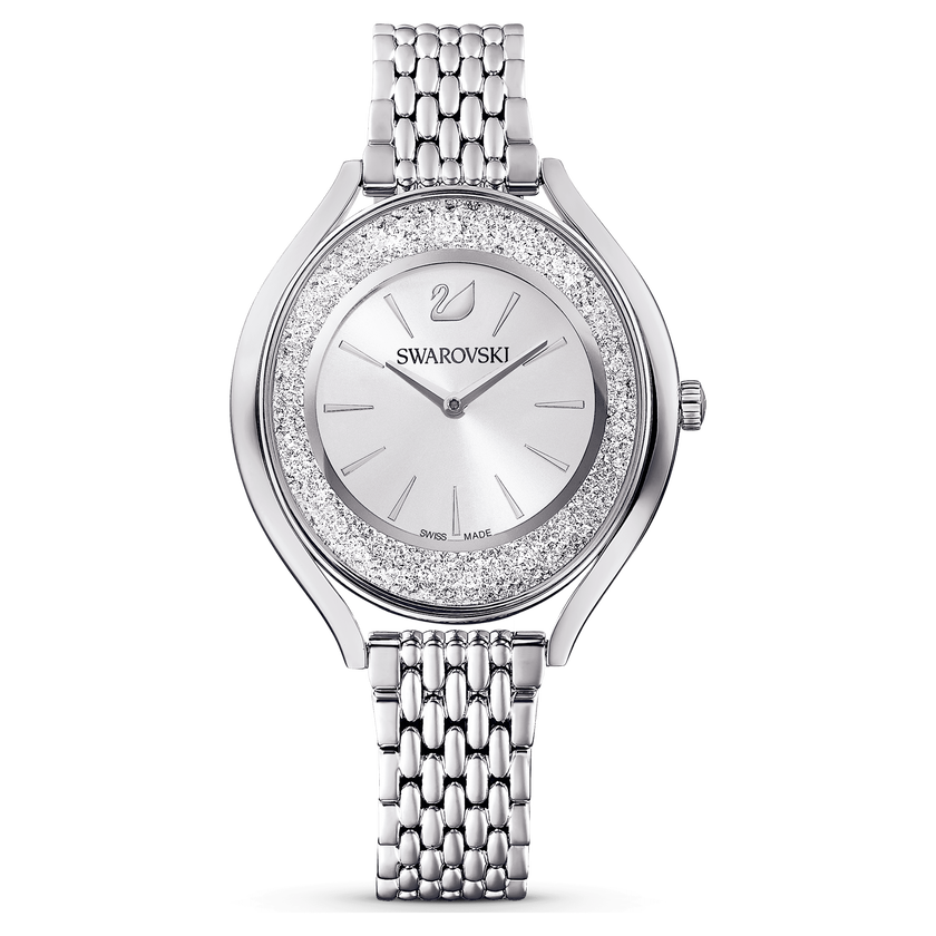 swarovski ساعة crystalline aura، سوار معدني، لون فضي، ستانليس ستيل