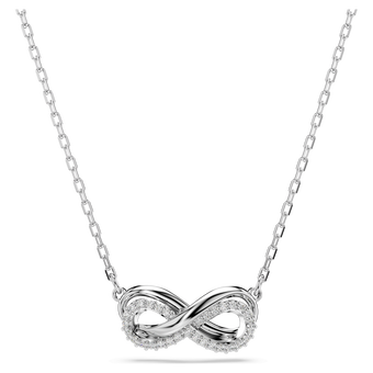 swarovski قلادة hyperbola، ترصيع بافيه، شكل لا نهاية، لون أبيض، طلاء روديوم
