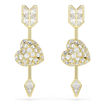swarovski أقراط متدلية idyllia، قطع متنوع، شكل قلب وسهم، لون أبيض، لمسة نهائية من الذهب عيار 18 قيراط