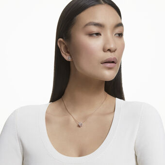 swarovski طقم sparkling dance من سواروفسكي، لون أبيض، طلاء ذهبي وردي