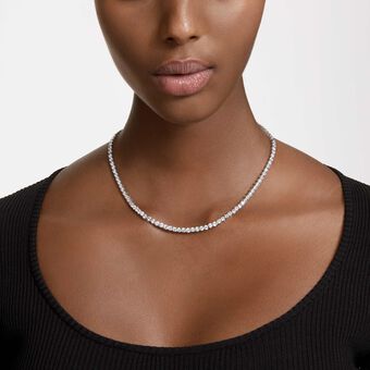 swarovski عقد matrix tennis، قطع مستدير، لون أبيض، طلاء روديوم