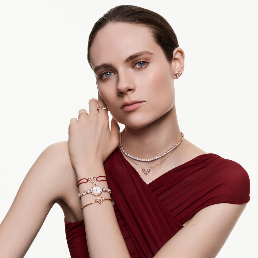 swarovski خاتم chroma، قطع متنوع، شكل نجمة، لون أبيض، طلاء روديوم