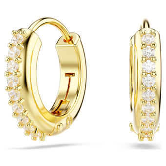 swarovski أقراط حلقية matrix، قطع مُستدير، لون أبيض، لمسة نهائية من الذهب عيار 18 قيراط