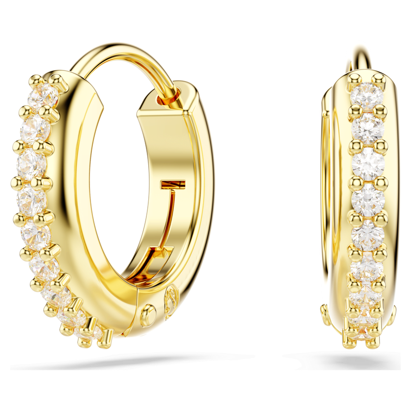 swarovski أقراط حلقية matrix، قطع مُستدير، لون أبيض، لمسة نهائية من الذهب عيار 18 قيراط