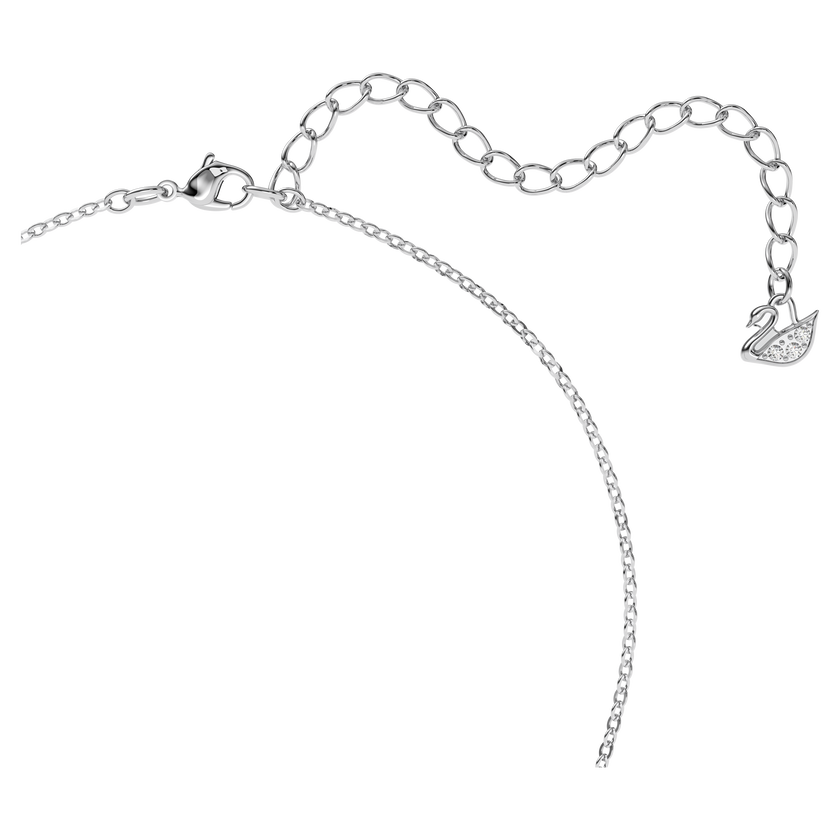 swarovski قلادة iconic swan بحلية متدلية، لون أسود، طلاء روديوم