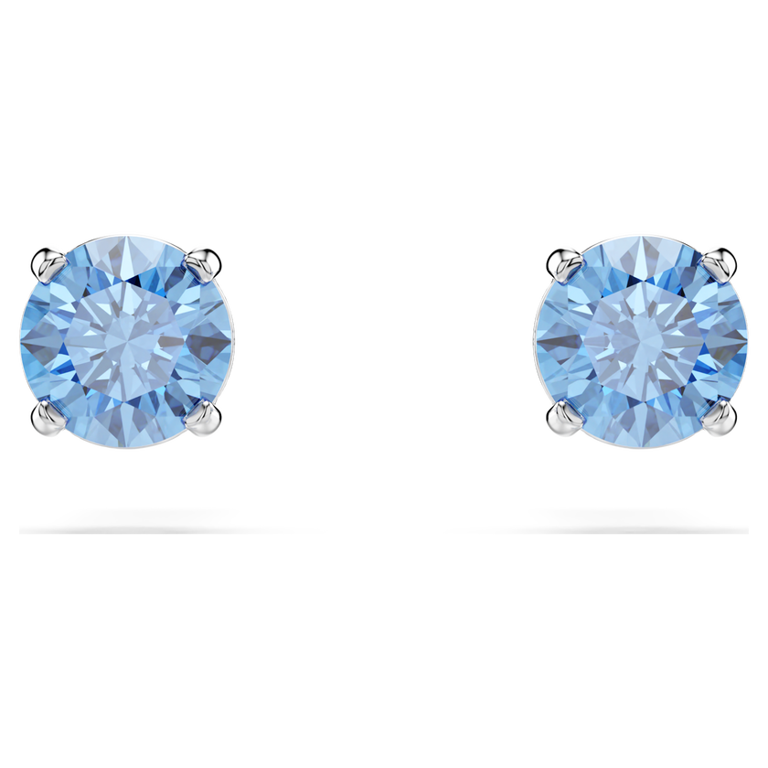 swarovski أقراط دبوسية stilla attract، قطع مستدير، لون أزرق، طلاء روديوم