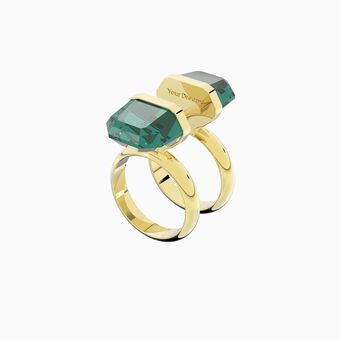 خاتم Lucent، بمغناطيس، لون أخضر، طلاء باللون الذهبي