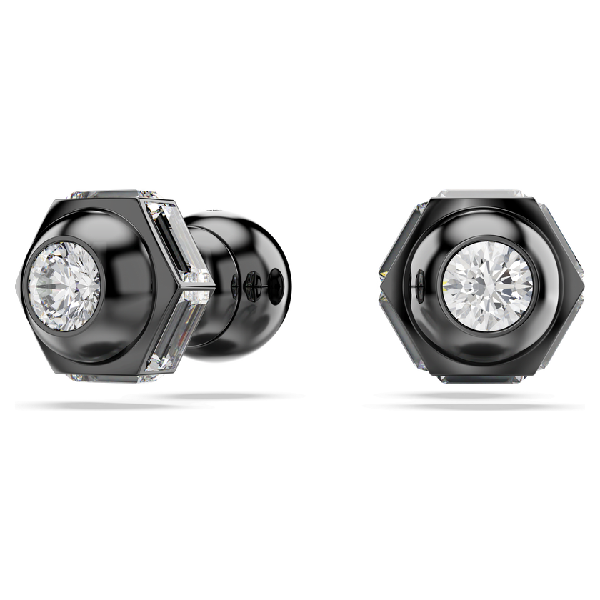 swarovski أقراط دبوسية numina، قطع مُستدير، لون أبيض، طلاء روثينيوم