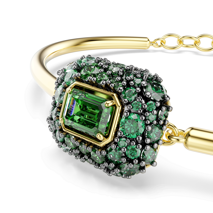 swarovski سوار sublima، قطع مثمن، لون أخضر، لمسة نهائية من الذهب عيار 18 قيراط