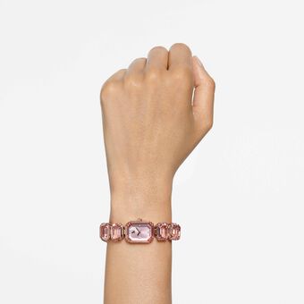 swarovski ساعة، سوار قطع مُثَمَّن، لمسة نهائية بلون ذهبي وردي