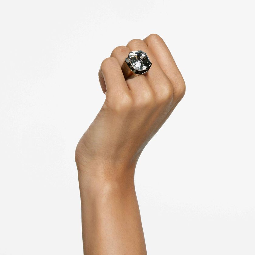 swarovski خاتم studiosa، لون رمادي، طلاء باللون الذهبي