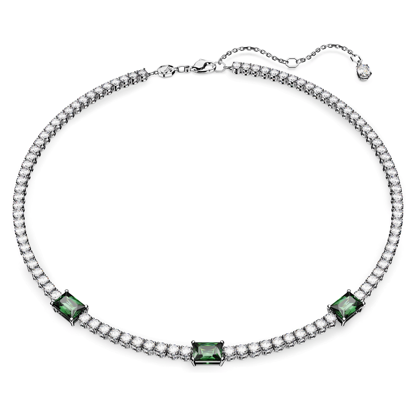 swarovski عقد matrix tennis، قطع متنوع، لون أخضر، طلاء روديوم