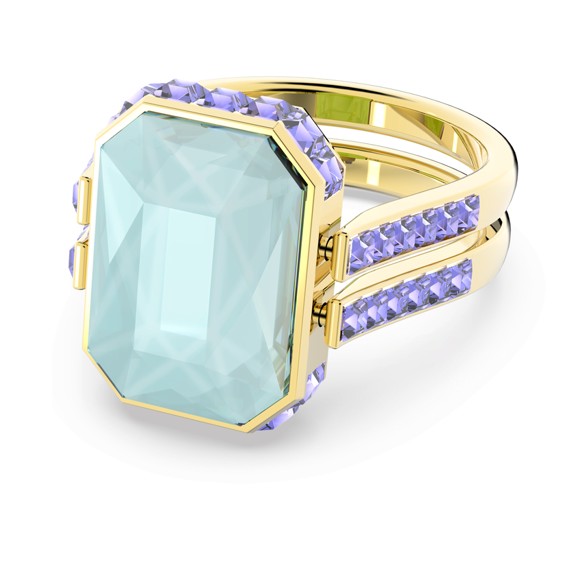 swarovski خاتم chroma، قطع مثمن، ألوان متعددة، طلاء بلون ذهبي