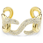 swarovski سوار عريضة dextera، قطع مستدير، لون أبيض، طلاء باللون الذهبي