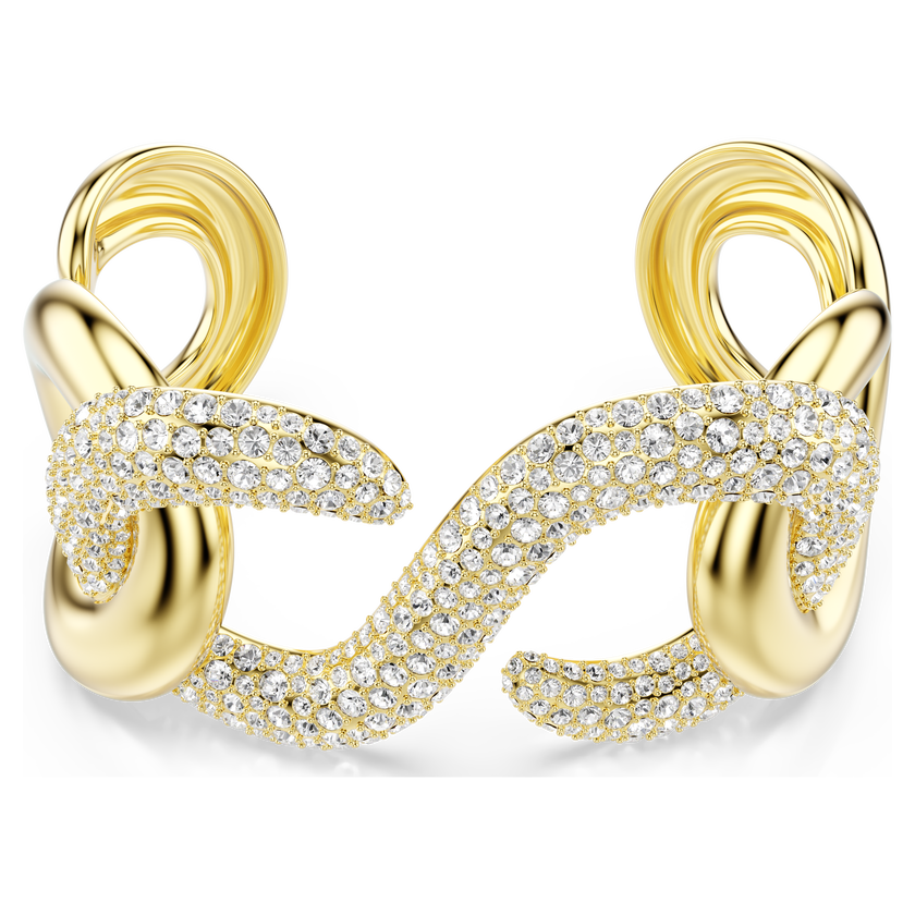swarovski سوار عريضة dextera، قطع مستدير، لون أبيض، طلاء باللون الذهبي