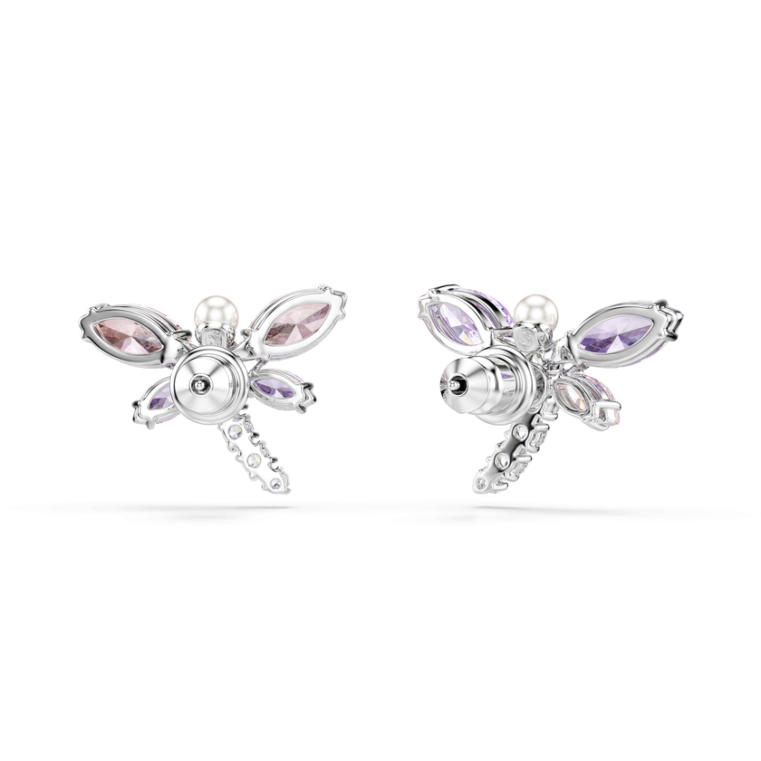 أقراط دبوسية ariana grande x swarovski، قطع متنوع، شكل يعسوب، ألوان متعددة، طلاء روديوم