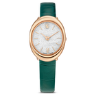 swarovski imber watch swiss made leather strap green rose gold tone finish