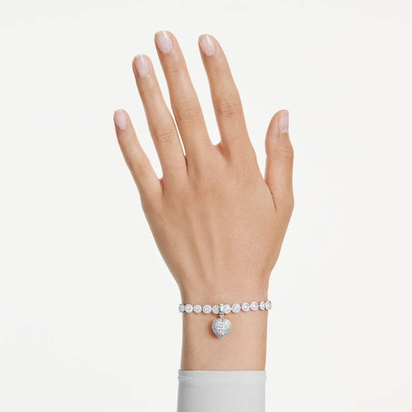 swarovski تعليقة idyllia، قطع متنوع، طلاء بلون اللؤلؤ، شكل قلب، لون أبيض، طلاء روديوم