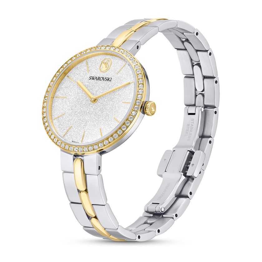 swarovski cosmopolitan watch  swiss made  metal bracelet  silver tone  mixed metal finish