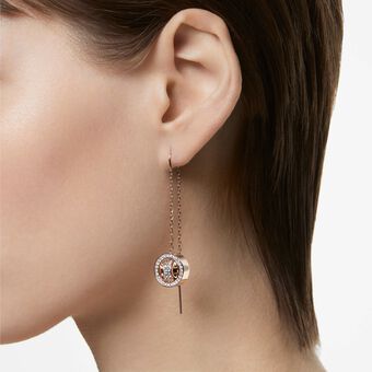 swarovski أقراط متدلية hollow، طويلة، لون أبيض، طلاء ذهبي وردي