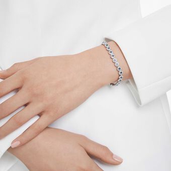 swarovski سوار تنس una angelic، قطع مستدير، لون أزرق، طلاء روديوم