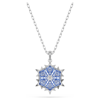 swarovski قلادة magic، شكل ندفة ثلج، لون أزرق، طلاء روديوم