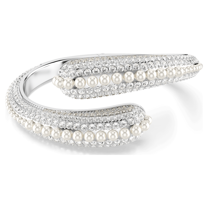 swarovski سوار sublima، لآلئ كريستال، قطع مستدير، لون أبيض، طلاء روديوم