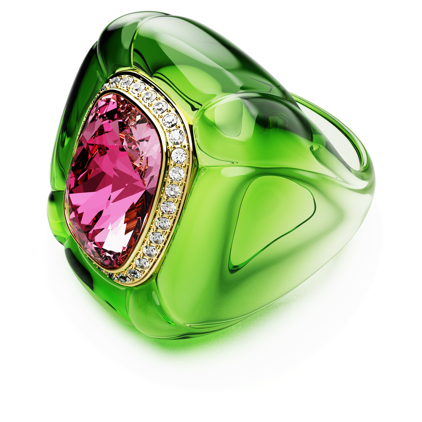 swarovski خاتم كوكتيل dulcis، قطع على شكل وسادة، كريستالات مُتراصَّة، ألوان متعددة