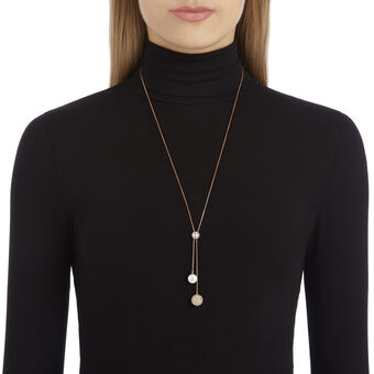 swarovski عقد forward على شكل حرف y، لون أبيض، طلاء باللون الذهبي الوردي