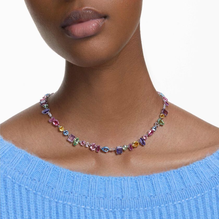 swarovski عقد gema، قطع متنوع، ألوان متعددة، طلاء روديوم