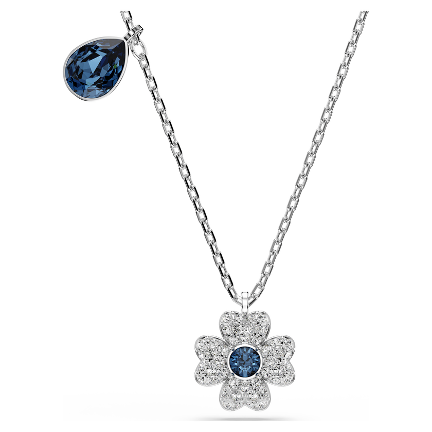 swarovski symbolica necklace  clover  blue  rhodium plated